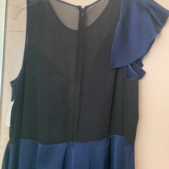 Diane Von Furstenberg blue and black ruffle satin jumpsuit - Picture 3 of 5